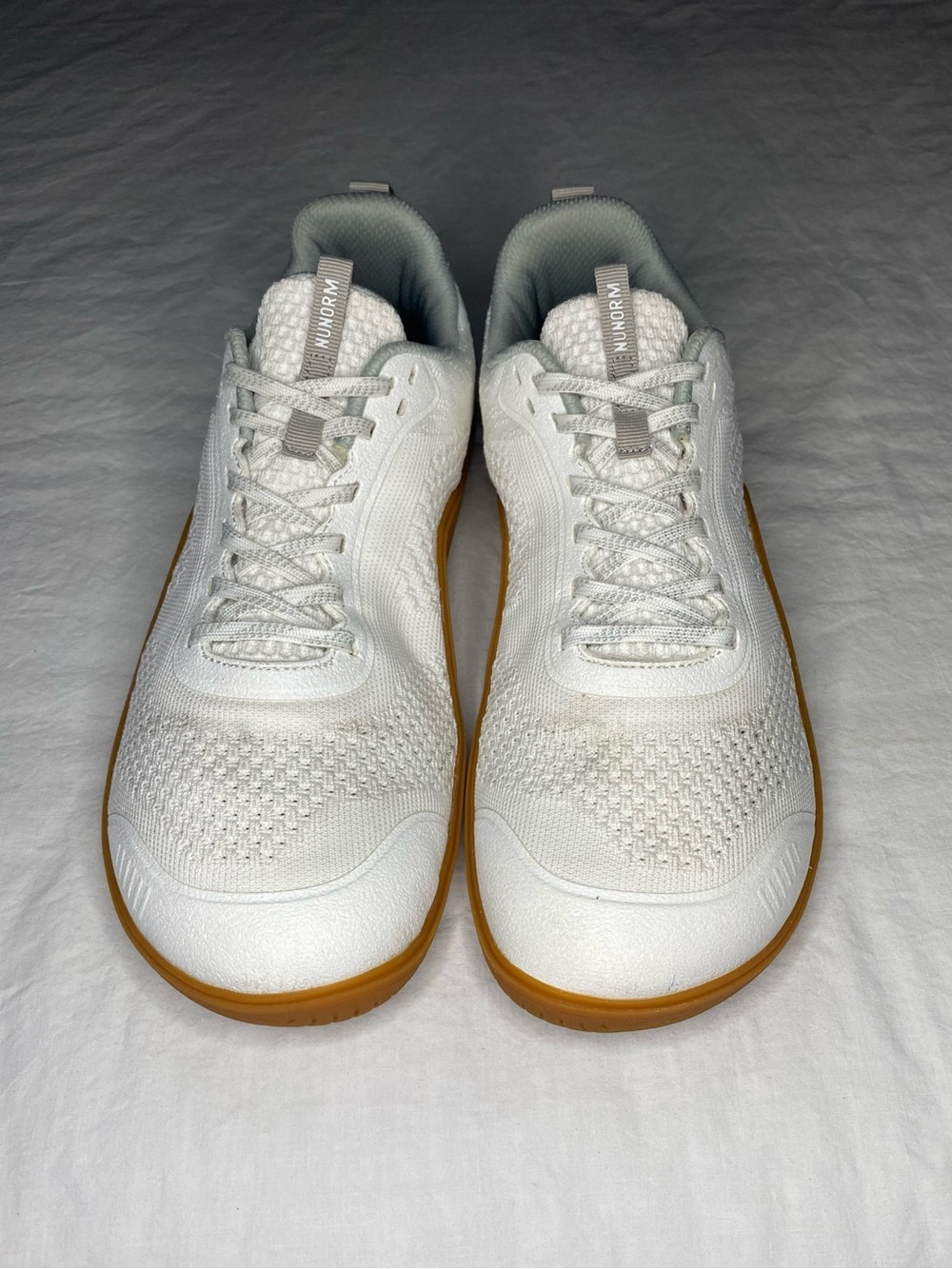 Men's NuNorm Classic White Canvas Knit Sneakers with Gum Sole